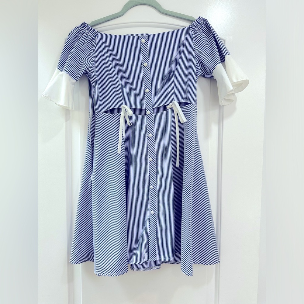 White and Blue Striped Summer Dress